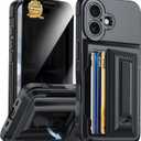 for iPhone 17 Case Wallet with Card Holder+1 Screen Protector | [RFID Blocking][Kickstand][Full Camera Protection] Military Drop Protection Wallet Case for iPhone 17 Black