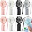 Glooglitter 8 Pcs Mini Portable Fans Bulk Handheld Battery Operated Fan with Lanyard, Cooling Lightweight Pocket Personal Fans for Wedding Birthday Summer Outdoor Use (White Black Gray Pink)