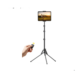 Lamicall Tablet Floor Tripod Stand - 64.9" Tablet Holder Mount with Adjustable Height for Stream/Watching with Bluetooth Remote, for iPad Pro 12.9, Mini, Air, iPhone and 4.7-13" Tablet and Cellphone