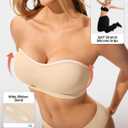 ProKloud Strapless Push Up Bras for Women Wireless Bandeau Bra Non-Slip Silicone Tube Top Padded Convertible Bralette (Beige, XXL)