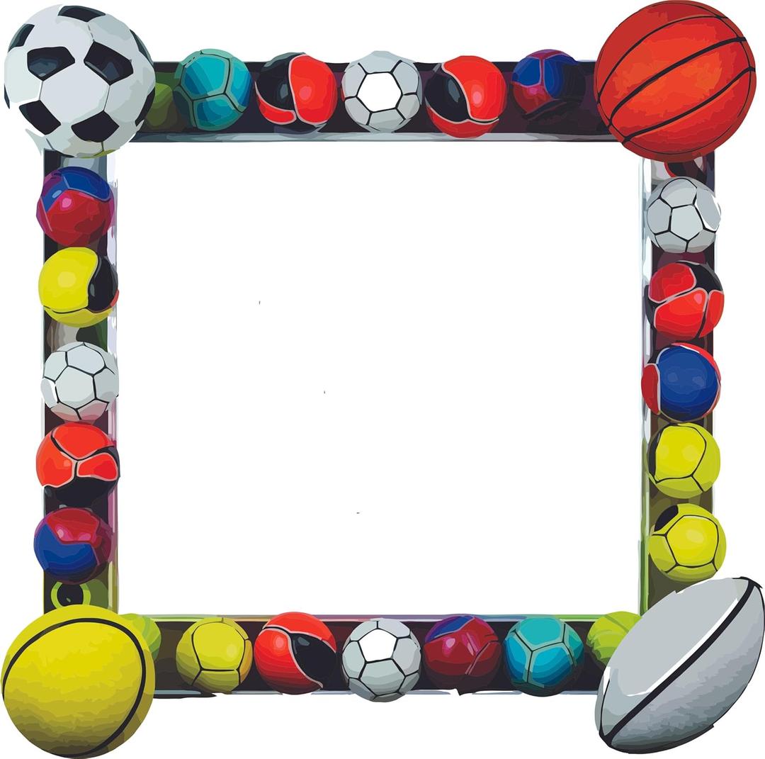 Basketball Soccer Ball Tennis Ball Balls Frame Wall Decal Wall Dcor Vinyl Sticker Size: 28 x 28