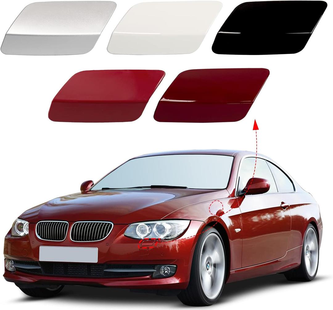 Front Bumper Headlight Washer Nozzle Cover Cap Fit for BMW E92 E93 328i 335I 335IS Coupe Convertible 2011 2012 2013 61677253393 61677253394 (Silver, Right Passenger Side)