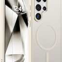 SUPFINE Magnetic for Samsung Galaxy S24 Ultra Case with Screen Protector, (Compatible with MagSafe) (Military Grade Drop Protection) Slim Translucent Shockproof Phone Case,Stone