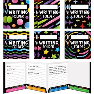 Kisston 12 Pcs Writing Folders with Pockets Bulk Writing Process 4 Pocket Folders Classroom Teaching Supplies for Students Teacher Classroom Kids (Colorful)