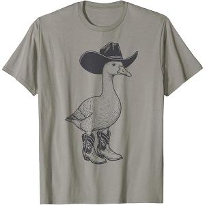 Goose Wearing Cowboy Hat Funny Western Goose Lover T-Shirt Size Youth L