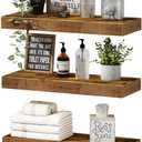 QEEIG Floating Shelves for Wall Bathroom Shelf Bedroom Kitchen Living Room Hanging Book Shelves Small Farmhouse Decor 16 inch Set of 3, Rustic Brown (015-BN3)