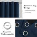 RYB HOME 100% Blackout Navy Blue Curtains for Living Room, Grommet Heat & UV Blocking Total Room Darkening Noise Reducing Curtains for Sunroom Nursery, 52 inches Wide by 90 inches Long