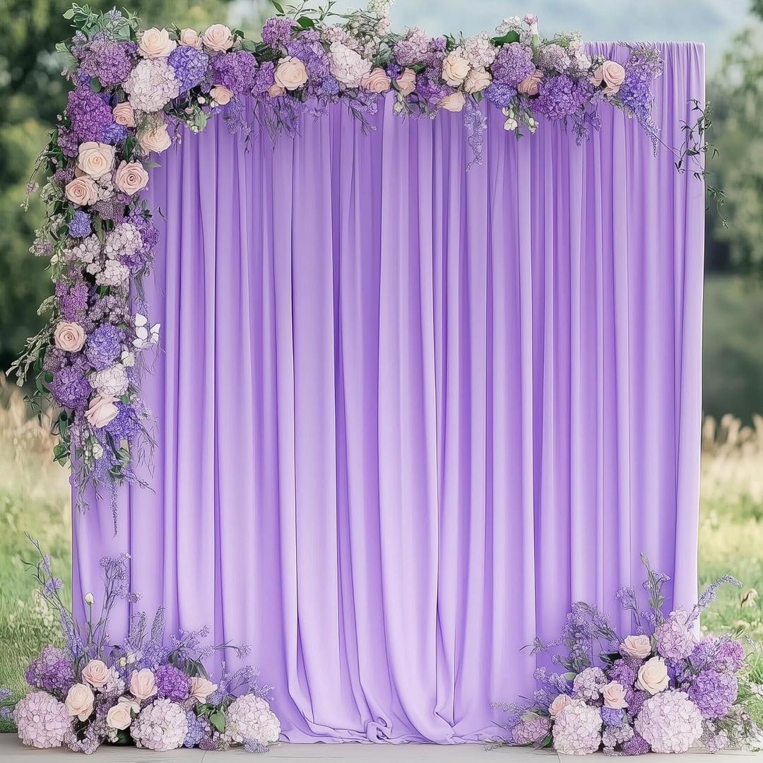 Wokceer Lavender Purple Backdrop Curtain for Parties 10x10FT Photo Backdrop Drapes for Wedding Party Curtain Backdrop for Photoshoot Baby Shower Birthday Photography Background 2 Panels 5x10FT (10FTx10FT)