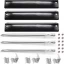 Hiorucet Grill Replacement Parts for Chargriller 5050 3001 5650 5072 3030 3008 5252 3000 4000 4208 Grill Models. Grill Heat Plate Shields, Burner Tubes, Hanger Brackets Replacement Parts. (Porcelain Steel)
