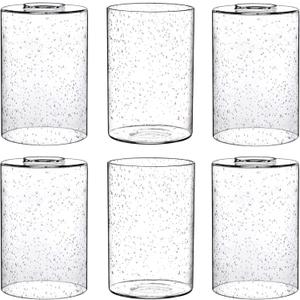 Canomo 6 Packs Seeded Glass Shades, 6" x 4" Clear Bubble Replacement Glass Cylinder with 1.625 Inch Fitter hole Fit for Wall Lamps Chandeliers or Ceiling Lamps