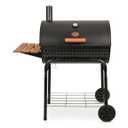 Char-Griller® Patio Pro Charcoal Grill and Smoker with Cast Iron Grates, Premium Wood Shelf and Damper Control, 850 Cooking Square Inches in Black