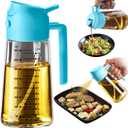 TrendPlain 16oz/470ml Glass Olive Oil Sprayer for Cooking 2 in 1 Olive Oil Dispenser Bottle for Kitchen Gadgets and Air Fryer Accessories, Salad, BBQ - Sky Blue