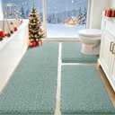 Upgrade Extra Large Deep Green Bathroom Rug Set 3 Pieces Ultra Soft, Thick Absorbent Bath Mats, Non Slip Chenille Toilet Mat for Bathroom, Bedroom, Kitchen, 48"x20"+24"x17"+U Shape24"x20"
