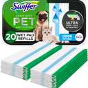 Swiffer Sweeper Pet Heavy Duty Multi-Surface Wet Cloth Refills for Floor Mopping and Cleaning, Fresh scent, 20 count (Packaging May Vary)