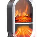 Portable Electric Fireplace Heater, 1500W/750W Mini Space Heater for Indoor Use with 3D Flame, Thermostat, Carry Handle, Overheat & Tipover Protection, for Home Office Bedroom Desk, Black