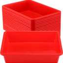 Hoteam 18 Pcs Flat Storage Organizer Bins Letter Size Paper Tray Classroom Storage Plastic Art Trays Classroom Pencil Organizer Baskets for School Office Teacher Book Organization(Red)