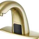 Charmingwater Touchless Bathroom Sink Faucet, Motion Automatic Sensor Faucet with Hole Cover Plate, Brushed Gold