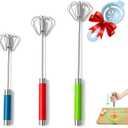 Semi-automatic Whisk, Stainless Steel Egg Beater, Hand Push Rotary Whisks Mixer Stirrer for Making Cream, Whisking, Beating and Stirring (3 Color2)