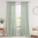 Aqua Green Linen Curtains 90 Inch Long 2 Panels Set for Bedroom Living Room Linen Textured Window Drapes Semi Sheer Light Filtering Rod Pocket Back Tab Cotton Textured Farmhouse Curtain 52x90