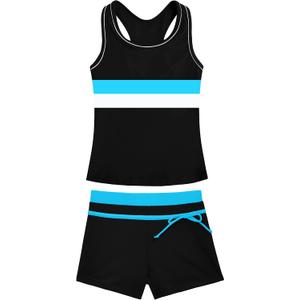 Girls Swimsuits 2 Piece Summer Boyshort Bathing Suit Rash Guard Swimwear for Kids Child Beach with Sun Protection