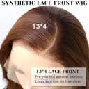 26inch Synthetic Lace Front Wig Glueless Pre-Plucked Wig for Women Long Wavy Copper Brown 180% Density Natural Hairline Heat Resistant Wig for Everyday Wear