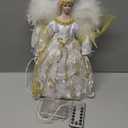 Christmas Tree Topper, 12" Angel Treetop with Lights and Remote Control Timer, Christmas Tree Decoration for Holiday Ornament and Home Decor, Gold