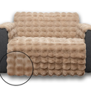 Snugglesinto Plush and Fuzzy Shaggy Couch Cover, Faux Fur Sofa Cover, Water Resistant Slipcover, Non-Slip Furniture Protector for Kids,Dogs,Cats.(Lightbrown-Bubble, Medium Loveseat) 46 x 76 In