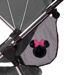 J.L. Childress Disney Baby Side Sling Stroller Cargo Net - Stroller Organizer Attachment for Storage, Mesh Bag for Baby Accessories, Universal Fit - Minnie Mouse