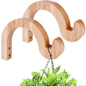 FGSAEOR Arc-Shaped Wooden Plant Hanger Indoor, 7-Inch Hanging Plant Brackets, Wall Mount Hooks for Outdoor Hanging Bird Feeders, Flower Baskets Pots, Wind Chimes, Lanterns