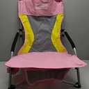 Homcosan Portable Low Folding Beach Chair - Lightweight Camping Chair for Adults with Cup Holder & Storage Pocket, Carry Bag Included (Pink & Yellow) (1 Pack)