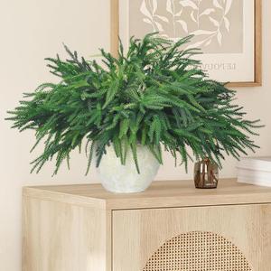 8 Pcs Christmas Decorations Norfolk Pine Branches, 18 Inch Faux Artificial Greenery Norfolk Pine Stems Crafts Faux Artifical Plant Indoor for vase Xmas Outdoor Home Decor