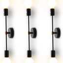 Minimalist Black 2 Lights LED Wall Light Up/Down Indoor Lamp,360 Adjustable Uplighter Downlighter,Rustic Country Vintage Loft Wall Sconce Fixture Fitting Retro Warm Edison Lamps E26 Max 2*60W