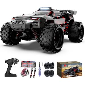 KGF 1:18 Scale All Terrain RC Cars, 40km/h High Speed Remote Control Car, 2.4Ghz RC Car Toys Gifts for Kids and Adults, 4WD Electric Vehicle with 2 Rechargeable Batteries, Off Road Monster Truck (Red)