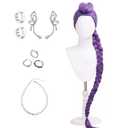 Cosplay Wig Purple Braid Long Hair Heat-resistant Fiber Hair + Wig Cap for Halloween Women costume