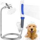Dog Shower Attachment, Rubber Dog Grooming Bath Brush for Long & Short Haired Dogs and Cats, Pet Hair Scrubber For Washing, Deshedding, Massage, Stainless Steel Shower Hose