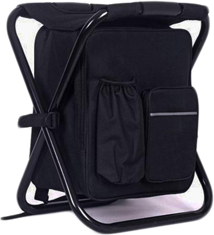 HANERDUN 3 in 1 Backpack Stool Cooler Chair, Foldable Camping Fishing Stool, Portable Backpack Chair for Outdoor Hiking Walking, Black (ONE SIZE)