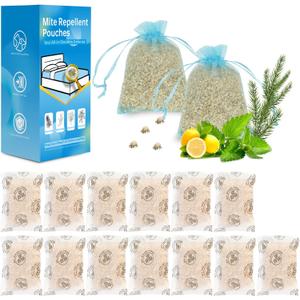 15 Pack Mite Repellent Pouches for Dust Mites and Other Household Mites, Powerful Anti-Mite Bags for Mattress, Carpet & Sofa Mites Repelling, Natural Dust Mite Killer Kid & Pet Safe for Mite Control