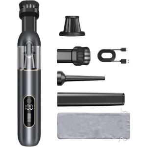 4-in-1 Handheld Cordless Car Vacuum  19000PA, Brushless Motor, 2-in-1 Blow & Suction, Dual Modes, Type-C, Mini & Portable for Car, Home, Office, Keyboard Cleaning (Gray)