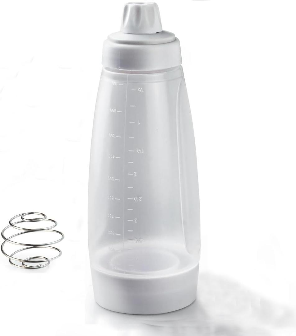 Pancake Batter Dispenser with Blender Balls,33.8 Oz Silicone Squeeze Pancake Mixer, Kitchen Pancake Batter Dispenser Bottle Baking Tool for Cupcakes, Crepes, Waffle, Muffins,Qatayef,Cupcakes