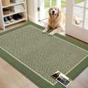 JSEI Dirt Trapper Door Mat 32"x48", Non-Slip Washable Doormats Entryway Rugs, Trap Dirt Absorbent Welcome Mat, Low Profile Floor Mats for Front Back Door and Entrance, Green