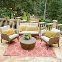 OTOSTAR Set of 4 Waterproof Throw Pillow Covers 16x24 Inch Farmhouse Geometric Square Pillow Cases for Couch Patio Furniture Balcony Garden Outdoor DecorationGeometry40-Yellow