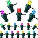 Honoson LED 5 mm Christmas String Lights Replacement Bulbs LED Wide Angle Wire Light Set Indoor Outdoor Home Decor Festival Decorations for Xmas Tree Lights (Colorful Bulb,60 Count) (Green Base with Colorful Bulb)