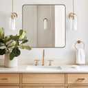 ANDY STAR Square Wall Mirror for Bathroom, 24x24 Brushed Gold Bathroom Mirror, Rounded Corner Metal Mirror in Premium Stainless Steel Frame Hangs Horizontal Or VerticalNo Rose Gold
