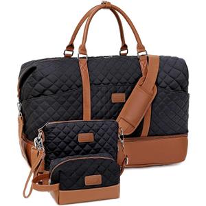 Weekender Bags for Women with Toiletry Bags Large Overnight Bags Travel Duffel Bag Carry On Shoulder Weekend Tote with Shoe Compartment and Wet Pocket (Black) Weekender Bags for Women with Toiletry Bags Large Overnight Bags Travel Duffel Bag Carry On Shoulder Weekend Tote with Shoe Compartment and Wet Pocket (Black)