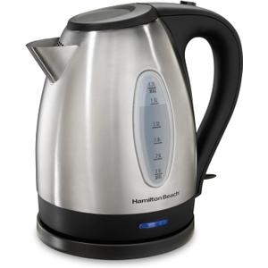 Hamilton Beach Electric Tea Kettle, Water Boiler & Heater, 1.7 Liter, Cordless Serving, 1500 Watts for Fast Boiling, Auto-Shutoff and Boil-Dry Protection, Stainless Steel (40880)