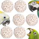 6 Pack Bird Toy Sola Balls, Natural Parrot Soft Chew Shredding & Foraging Toy, Bird Foot Balls for Cockatiel Conure Quaker Budgie Parakeet Bunny Guinea Pig Chinchilla Rabbit (White)