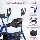 Upright Rollator Walker, Heavy Duty Stand Up Walkers for Seniors with Seat and Reversible Backrest, Foldable Standing Rollator with 8" Anti-Slip PU Wheels, Blue