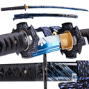 Japanese Samurai Katana Sword, 1060 High Carbon Steel Traditional Handmade, Blue Flame Full Tang, High-Performance/Razor-Sharp, Gifts for Men/Boys
