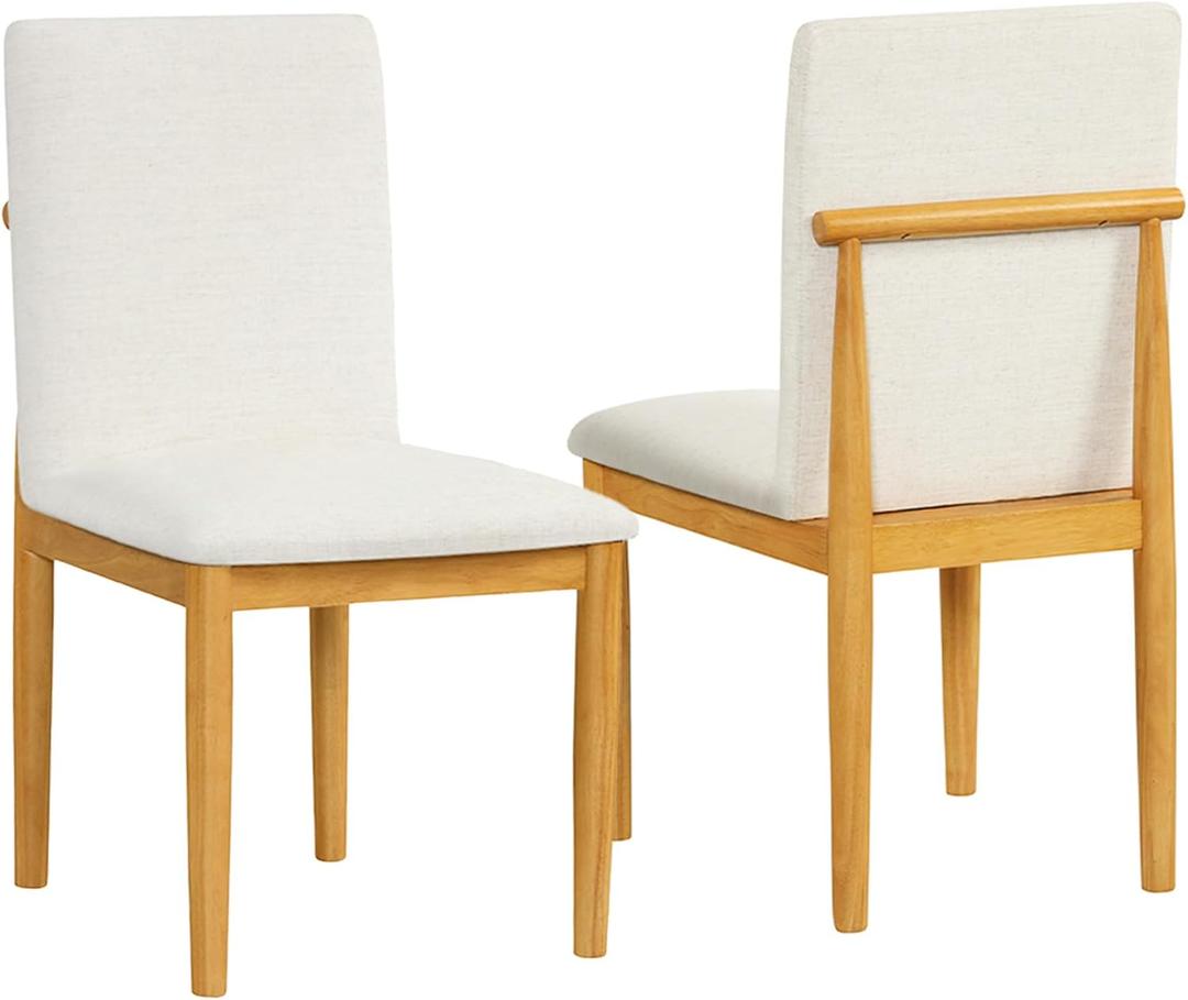 HomePop Modern Upholstered Farmhouse Dining Chairs - Cream White Textured Woven (Set of 2), Pack of 2