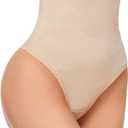 SIMIYA Thong Shapewear Tummy Control for Women High Waisted Stay-Put Body Shaper Girdle Compression Shapewear Thong M